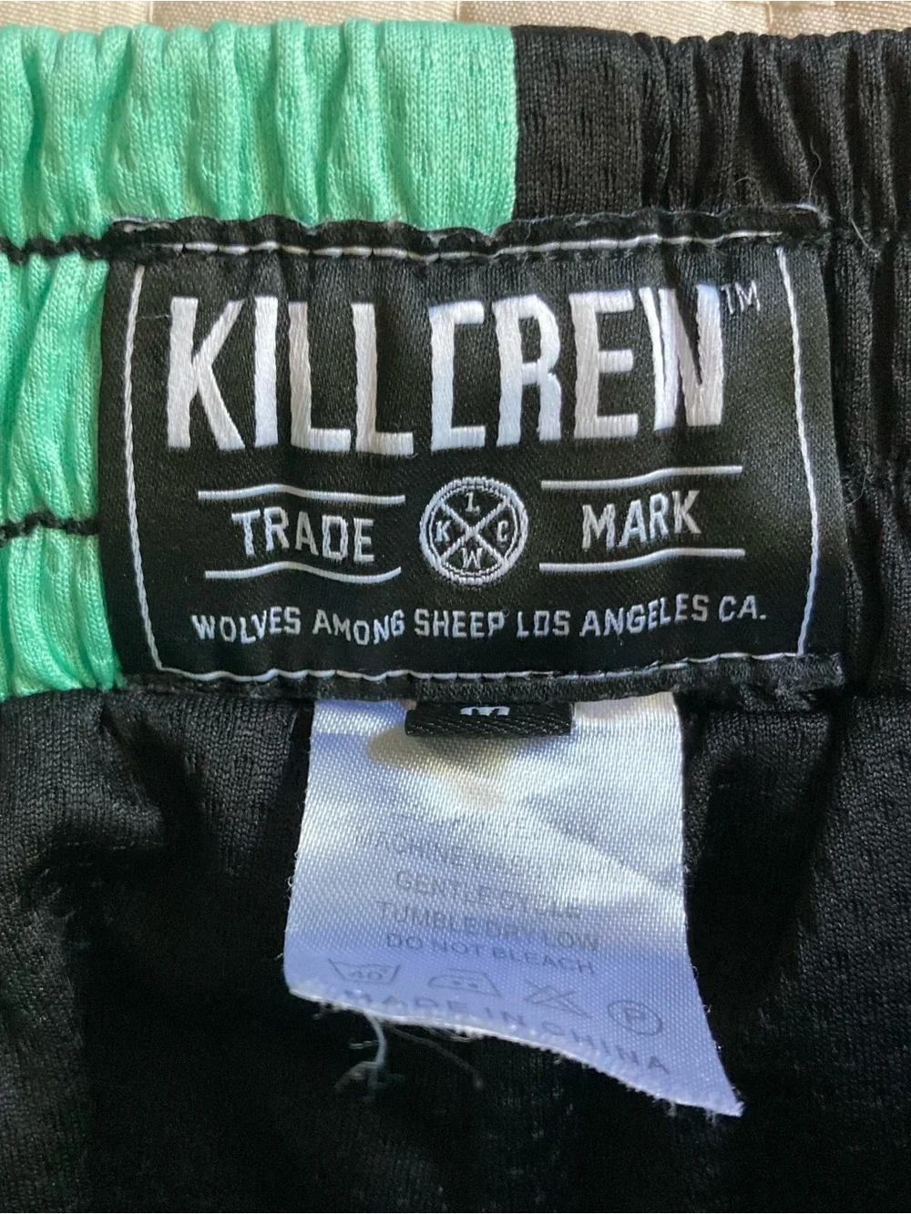 Kill Crew Athletic Shorts Men’s Medium Black Mint Green 4” Gym Training MMA